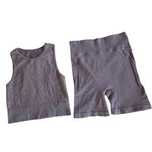 Aura Purple Mineral Sports Bra and Biker Shorts Set